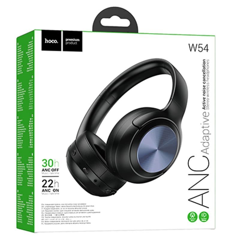 Hoco (W54) - Casti Wireless, Over Ear, ANC, Black 1