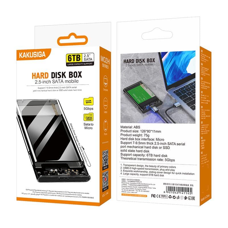Kaku (KSC-1540) - Carcasa rack, SATA Box, pentru Hard disk 2.5 inch, USB 3.0, Clear/Black 1