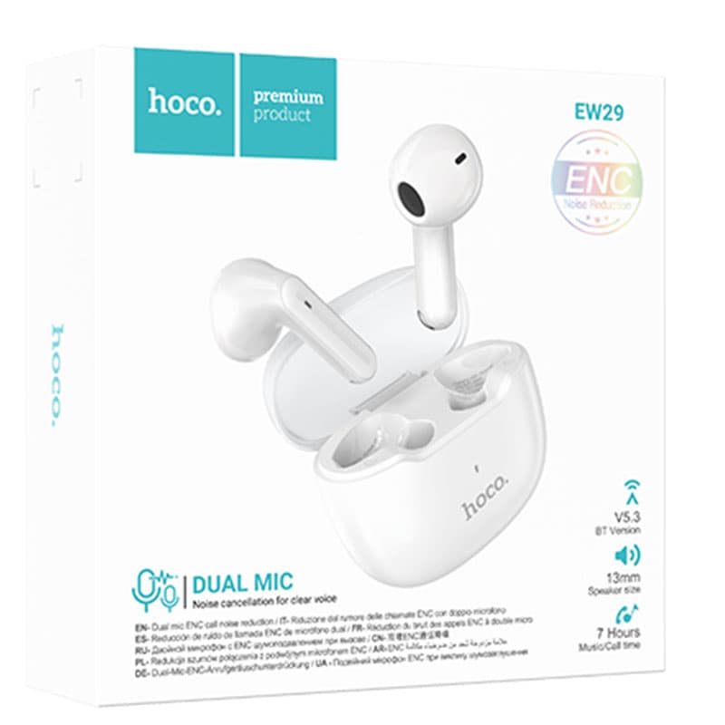 Hoco (EW29) - Casti Wireless, Ear Buds, BT 5.3, 180h StandBy, 400mAh, Depth, White 1
