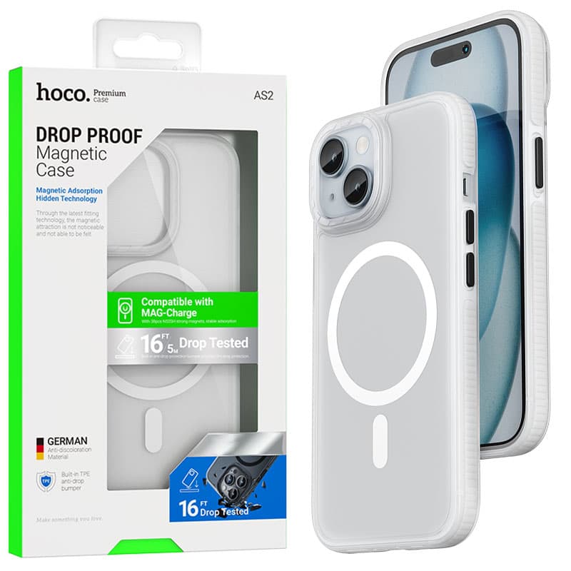 Husa Hoco (AS2) » iPhone 15 Plus - MagSafe, Grip honeEdge, Matte, White 1