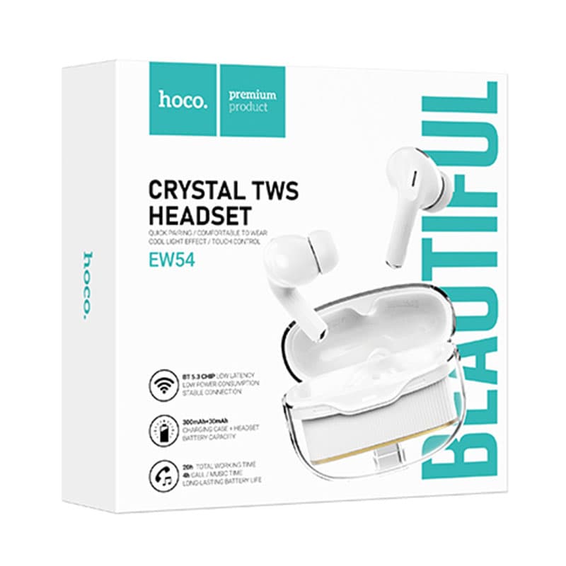 Hoco (EW54) - Casti Wireless, Ear Buds, BT 5.3, 300mAh, Rayo, White 1