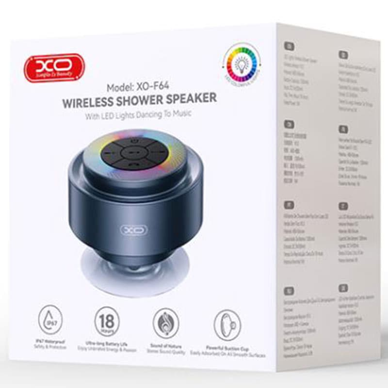 XO (F64) - Mini Boxa baie, Speaker BT 5.3, 1200mAh, WaterProof, cu ventuza, GREY 1