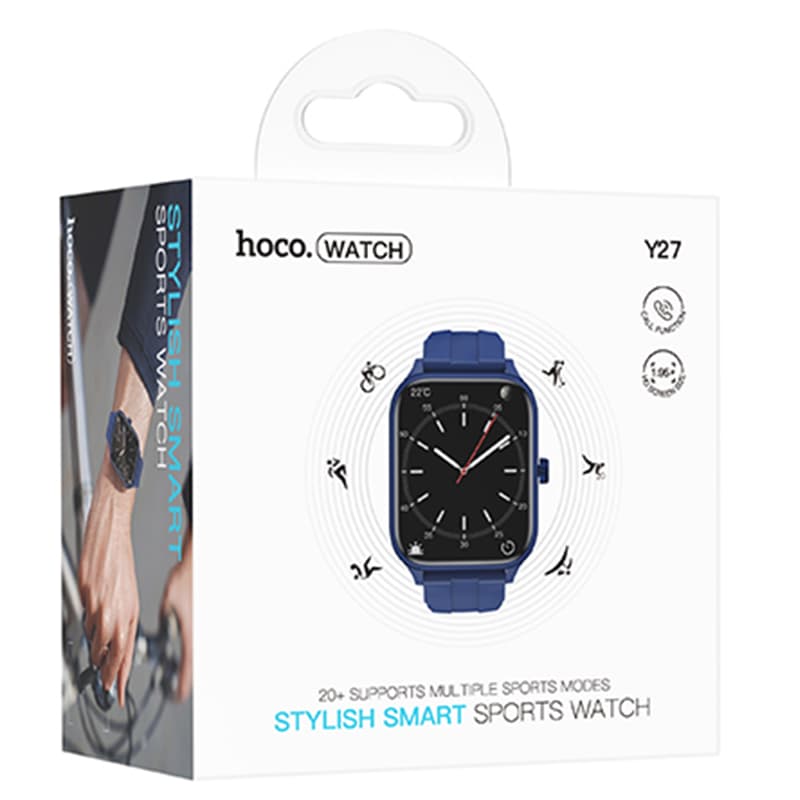 Hoco (Y27) - Ceas SmartWatch, Sport, BT 5.0, functie de apel, 230mAh, Multilanguage, Blue 1