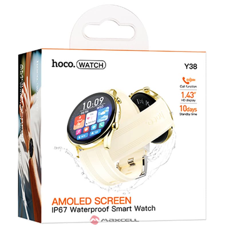 Hoco (Y38) - Ceas SmartWatch, BT 5.3, AMOLED, 300mAh, Gold 1