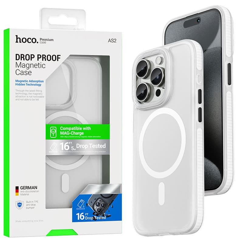 Husa Hoco (AS2) » iPhone 15 Pro - MagSafe, Grip honeEdge, Matte, White 1