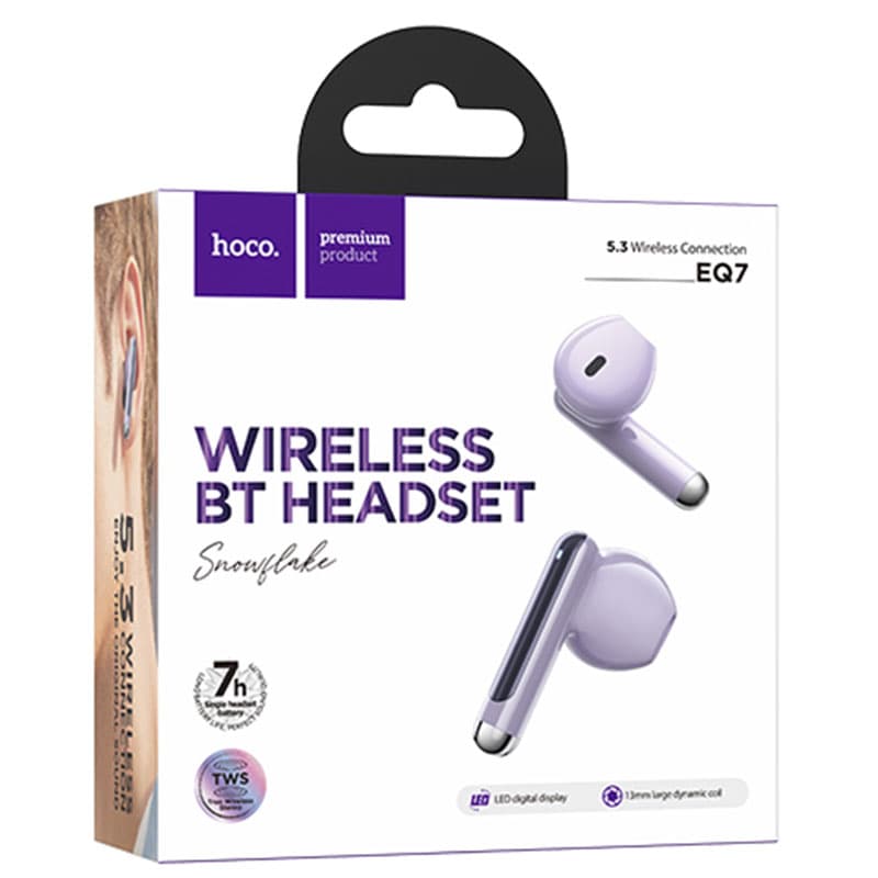 Hoco (EQ7) - Casti Wireless, Ear Buds, BT 5.3, 180h StandBy, 300mAh, Power LED, Snowflake, Purple 1