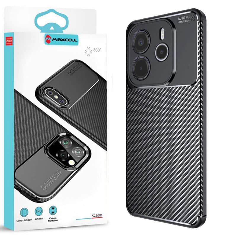 Husa AutoFocus » Xiaomi Redmi Note 14 5G, Carbon Texture, TPU, Black 1