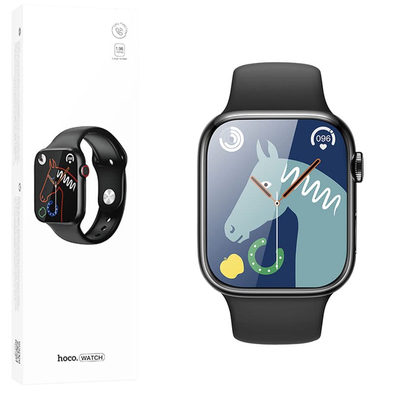 Hoco (Y12) - Ceas SmartWatch, Sport, Call Version, iPhone67 Waterproof, 128MB, Black