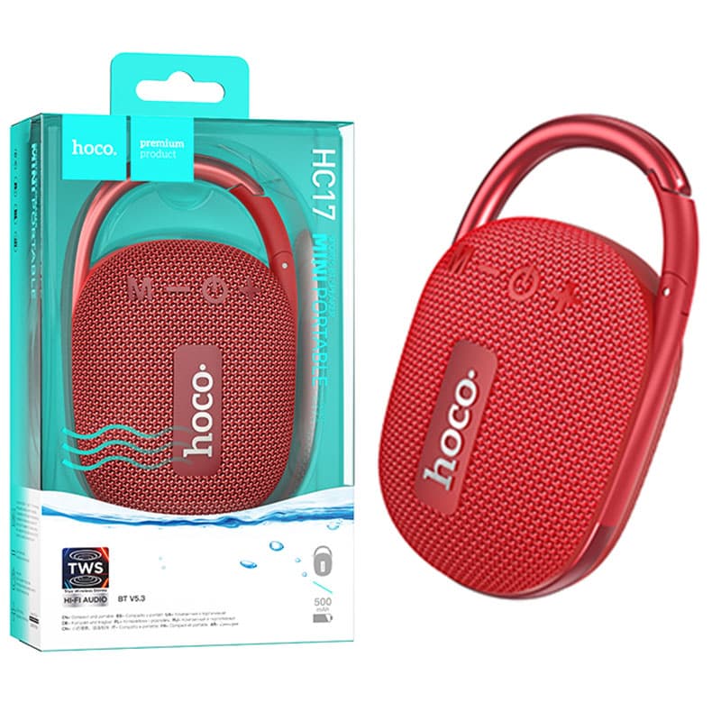 Hoco (HC17) - Boxa Portabila, Wireless BT 5.3, 5W, 500mAh, Suport TF, USB disk, Easy JoySport, Red 1