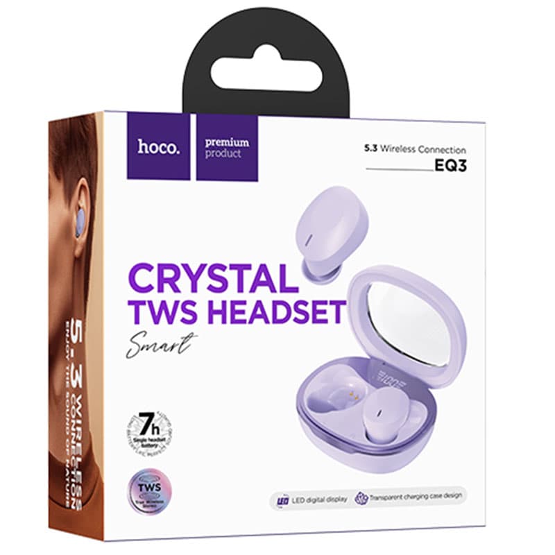 Hoco (EQ3) - Casti Wireless, Ear Buds, BT 5.3, 150h StandBy, 300mAh, Smart True, Purple 1