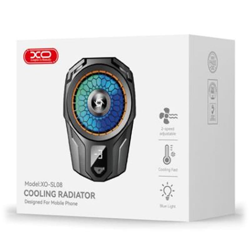 XO (SL08) - Cooler/Ventilator pentru spate telefon, cu cleme, afisaj temperatura, LED digital, Black 1