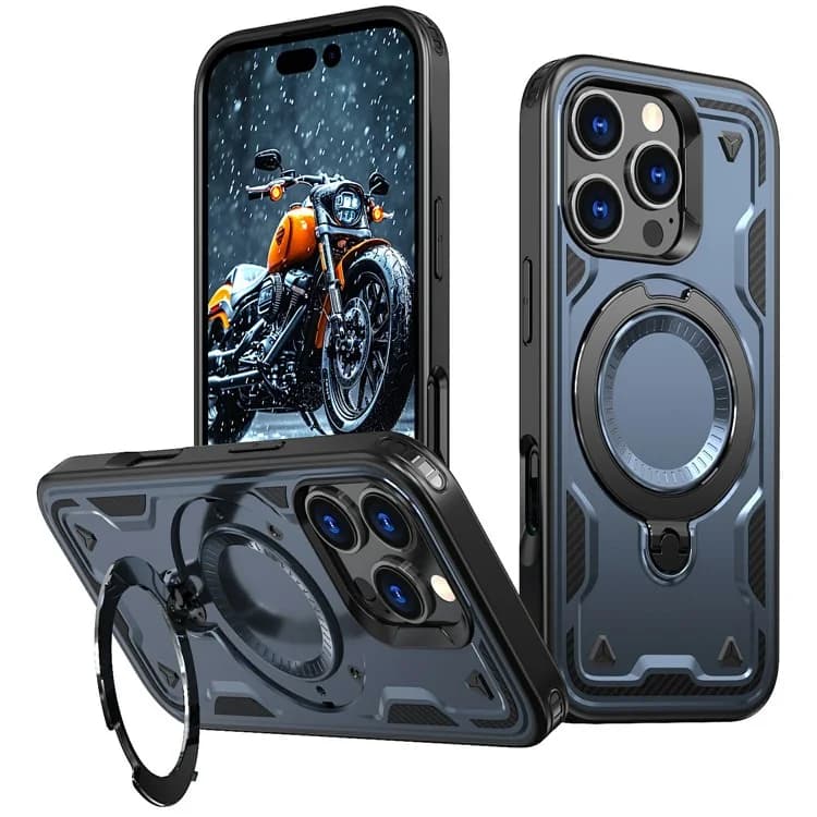 Husa Hybrid Armor » iPhone 15, MagRing, MultiAngle, Blue 1