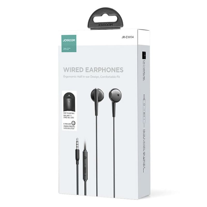 Joyroom (JR-EW04) - Casti cu Fir, In Ear, 3.5mm, 1.2m, Mic &amp; Volume Key, HiFi, Black 1