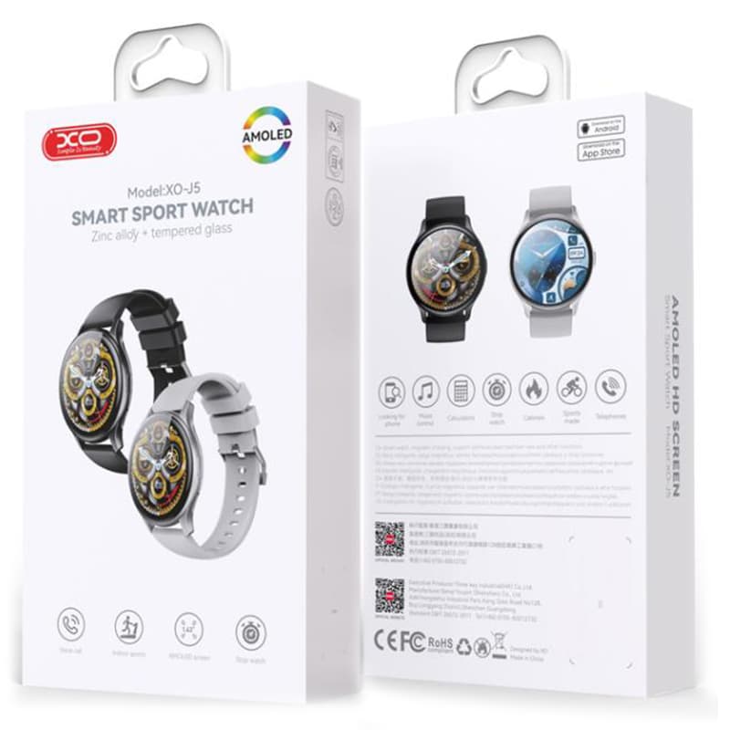 XO (J5) - Ceas SmartWatch, Amoled, BT 5.0, 260mAh, Screen Pearl, Round Sport, Silver 1