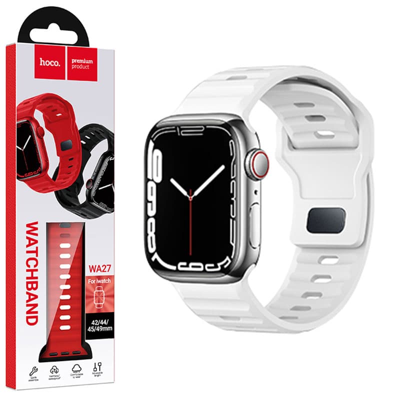 Hoco (WA27) - Curea silicon, Universal Size (42/44/45/49mm) - Flexibile Band, Stepped, White