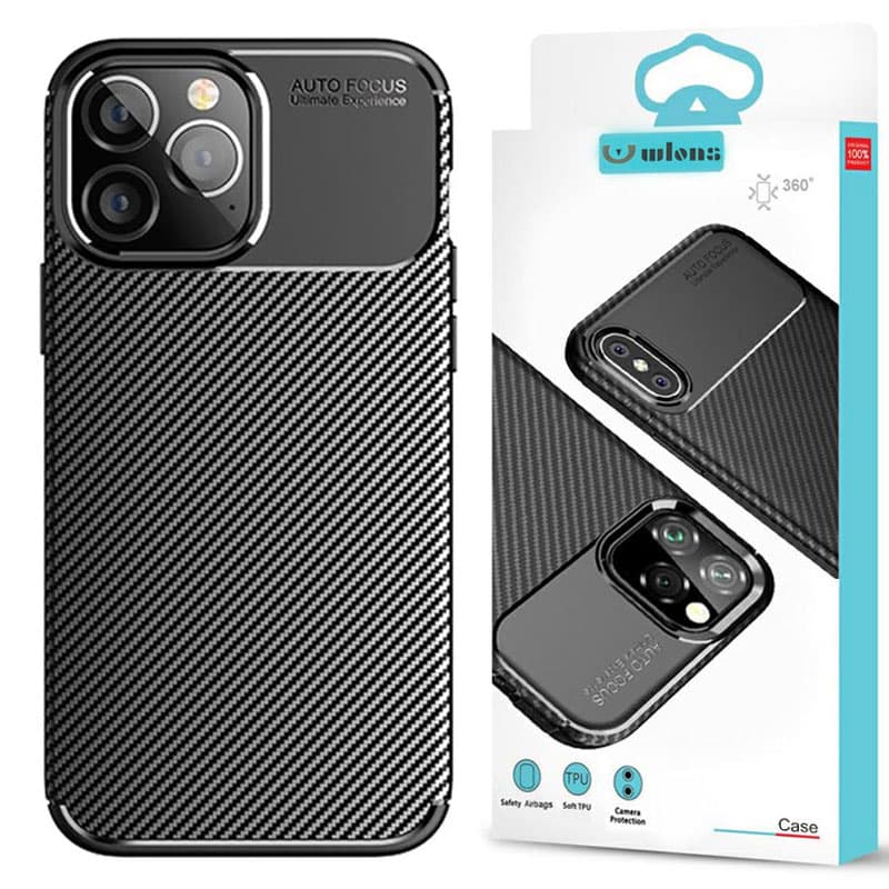 Husa AutoFocus » iPhone 16E, Carbon Texture, TPU, Black