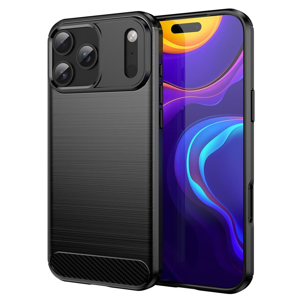 Husa Brush » iPhone 17 Pro Max, TPU, Metall Look, Black 1