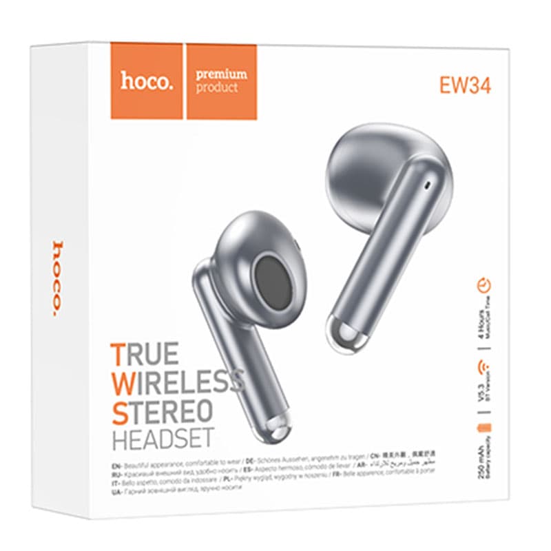 Hoco (EW34) - Casti Wireless, Ear Buds, BT 5.3, 150h StandBy, 250mAh, Full, Grey 1