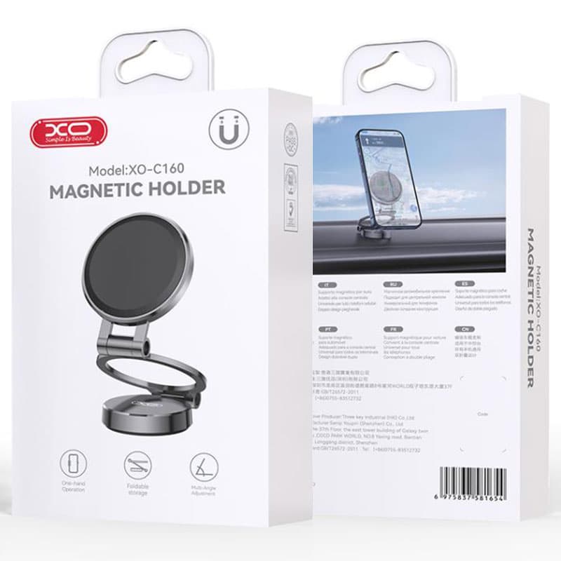 XO (C160) - Suport Auto, DashBoard, cu Adeziv, MagRing, TriFold, Grey 1