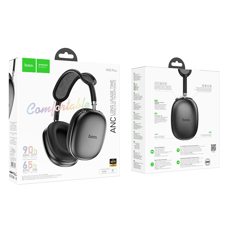 Hoco (W55 Plus) - Casti Wireless, Over Ear, Bt5.4, ANC, 45h StandBY, Grey 1