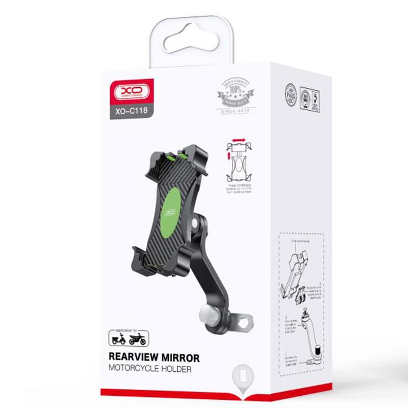 XO (C118) - Suport Moto/Bike, cu cleme laterale, montaj Oglinda, MultiAngle, 4 Corners, Black 1
