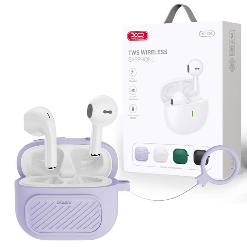 XO (X26) - Casti Wireless, Ear Buds, BT 5.1, 180h StandBy, 300mAh, Husa + Lanyard, Purple 1