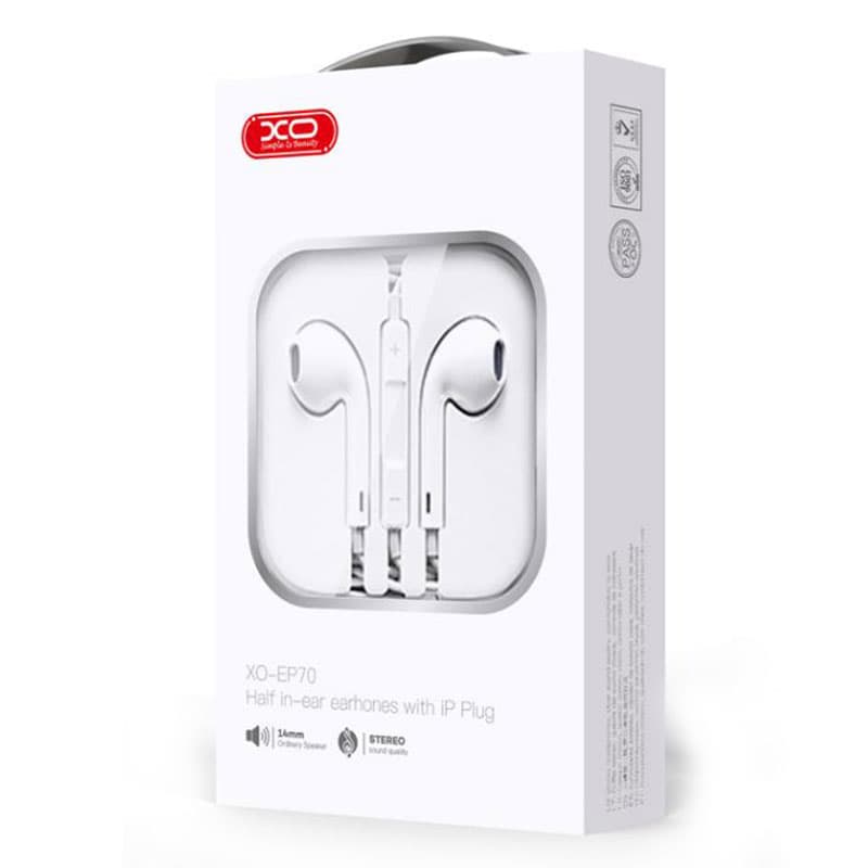XO (EP70) - Casti cu Fir, In Ear, Lightning, 1.2m, Mic &amp; Volume Key, HiFi, White 1