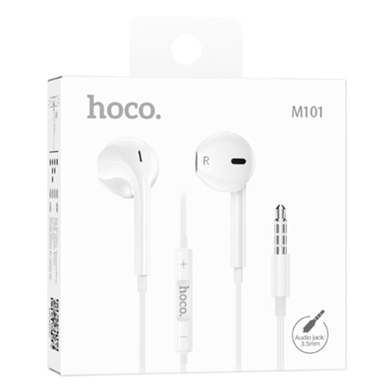 Hoco (M101) - Casti cu Fir, In Ear, 3.5mm, 1.2m, Mic &amp; Volume Key, HiFi, White 1