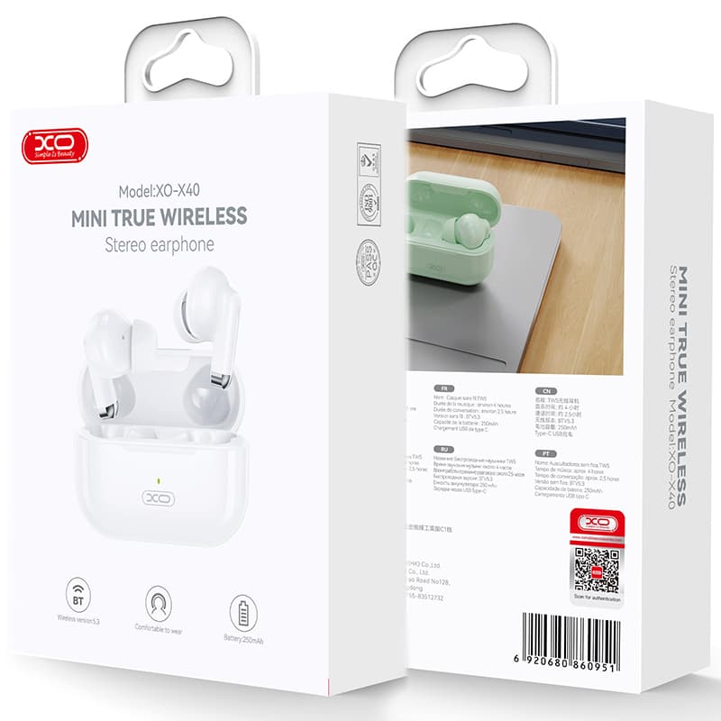 XO (X40) - Casti Wireless, Ear Buds, BT 5.3, 250mAh, White 1