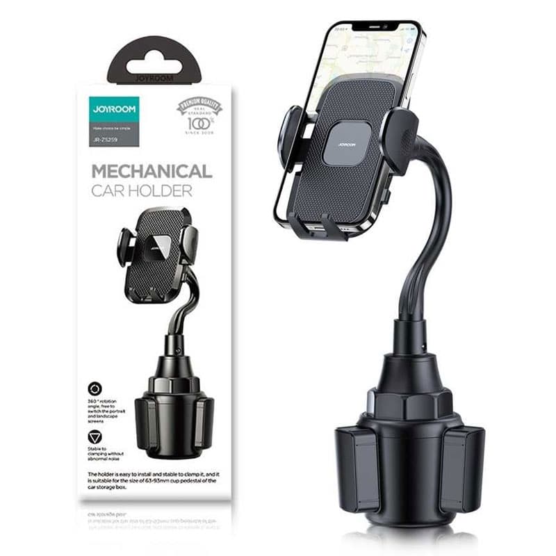 Joyroom (JR-ZS259) - Suport Auto, cu cleme laterale, montaj Cup Holder, MultiAngle, Black 1