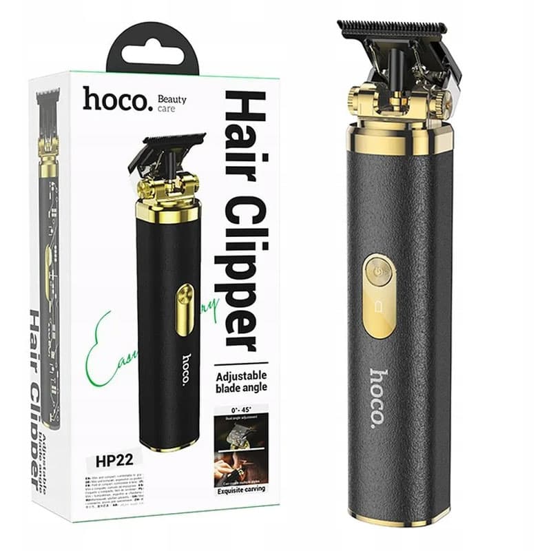 Hoco (HP22) - Aparat de tuns, Hair CliPhoneper, Portabil, 600mAh, 7000RPM, 4 distantiere, Retro, Black