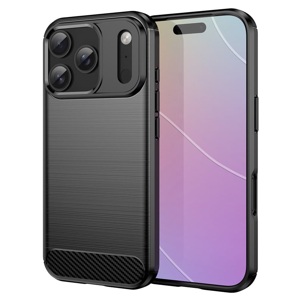 Husa Brush » iPhone 17 Pro, TPU, Metall Look, Black 1