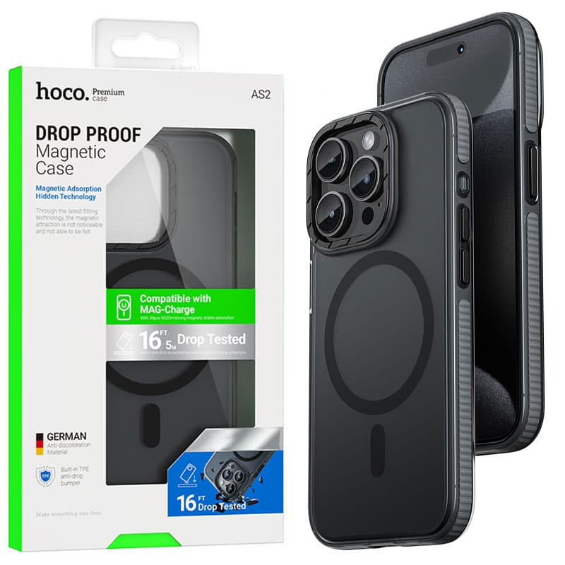 Husa Hoco (AS2) » iPhone 15 Pro Max - MagSafe, Grip honeEdge, Matte, Black 1