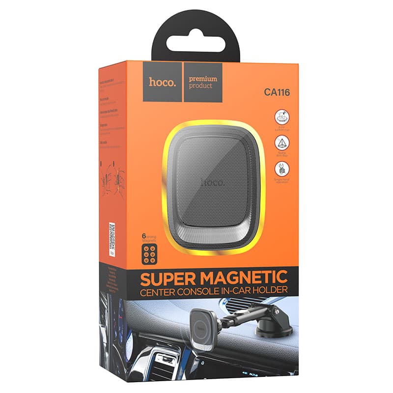 Hoco (CA116) - Suport Auto, Magnetic, montaj Bord, MultiAngle, brat ajustabil, Black