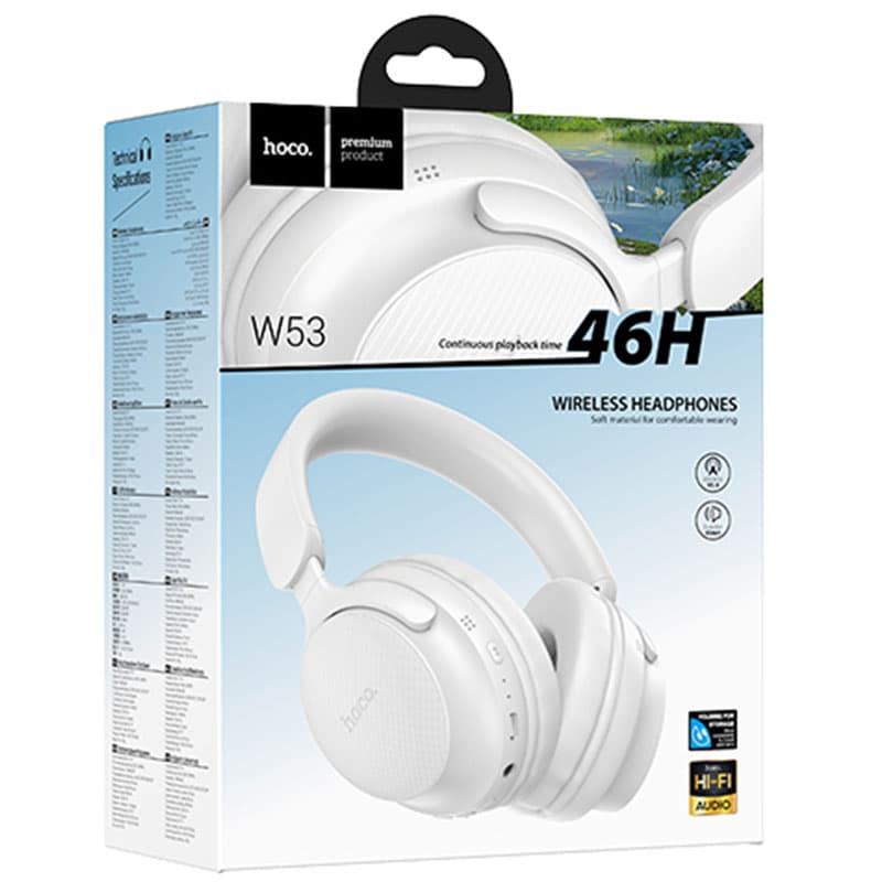 Hoco (W53) - Casti Wireless, Over Ear, BT, Mist White 1