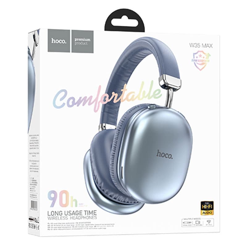 Hoco (W35 Max) - Casti Wireless, Over Ear, BT 5.3, Stand-By 200h, 800mAh, suport card, Joy, Blue 1