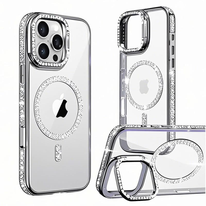 Husa Crystal Plated » iPhone 16, MagCase, CamStand, Silver 1