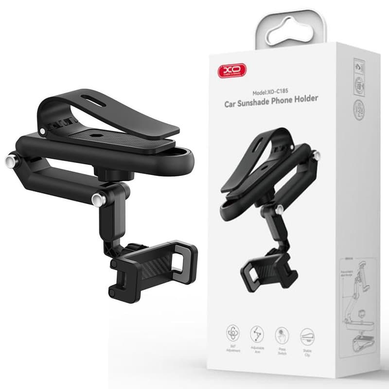 XO (C185) » Suport Auto, cu Cleme, montaj Oglinda Retrovizoare, MultiAngle, Black 1