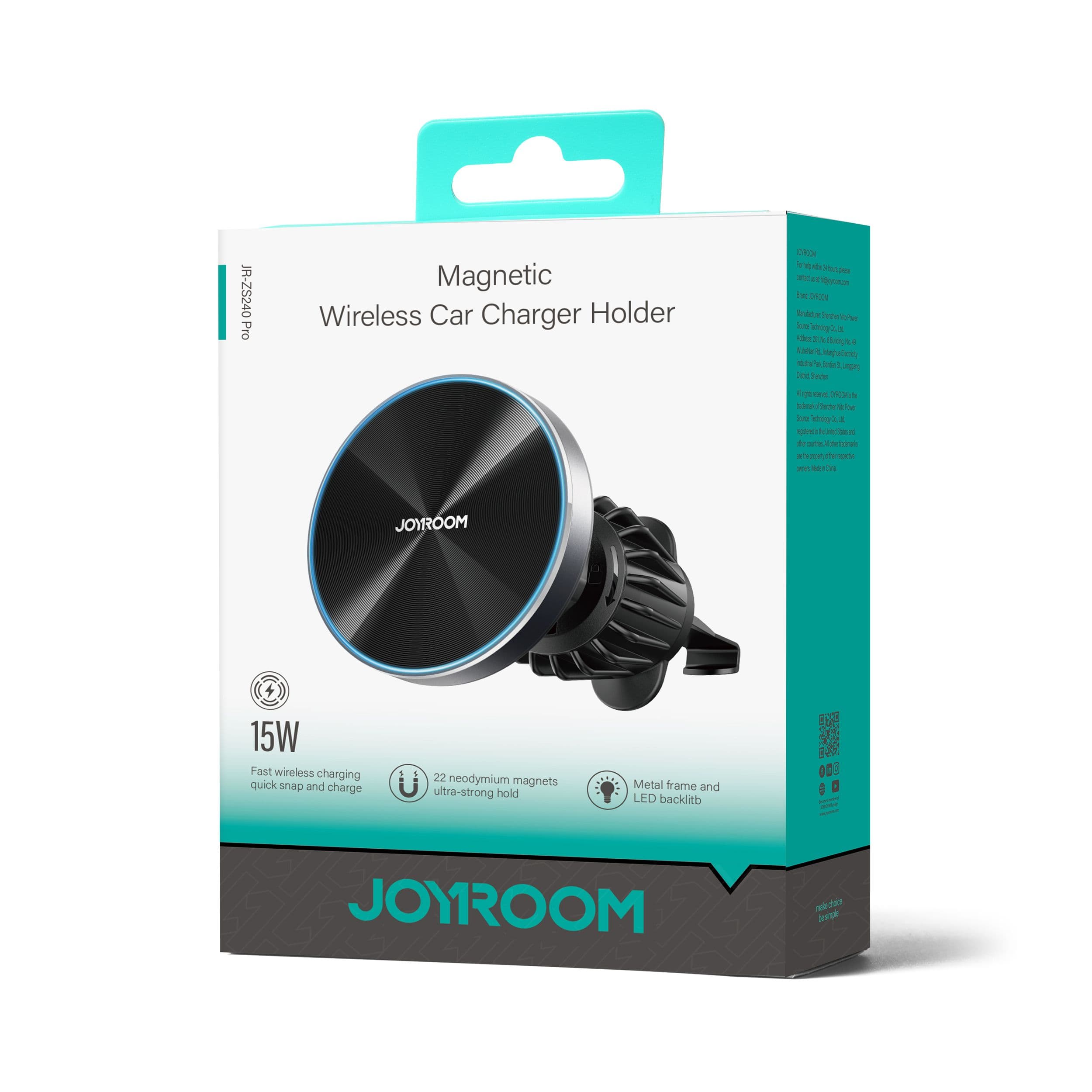 Joyroom (JR-ZS240 Pro) - Suport Auto cu incarcare Wireless, Ventilatie, PullCliPhone, Black 1