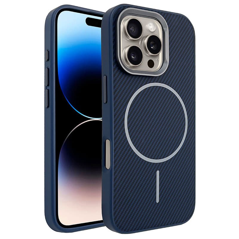 Husa MagFiber » iPhone 16 Pro, Carbon MagCase, AntiShock, Blue 1
