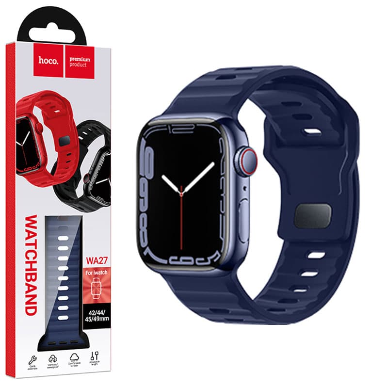 Hoco (WA27) - Curea silicon, Universal Size (42/44/45/49mm) - Flexibile Band, Stepped, Navy Blue