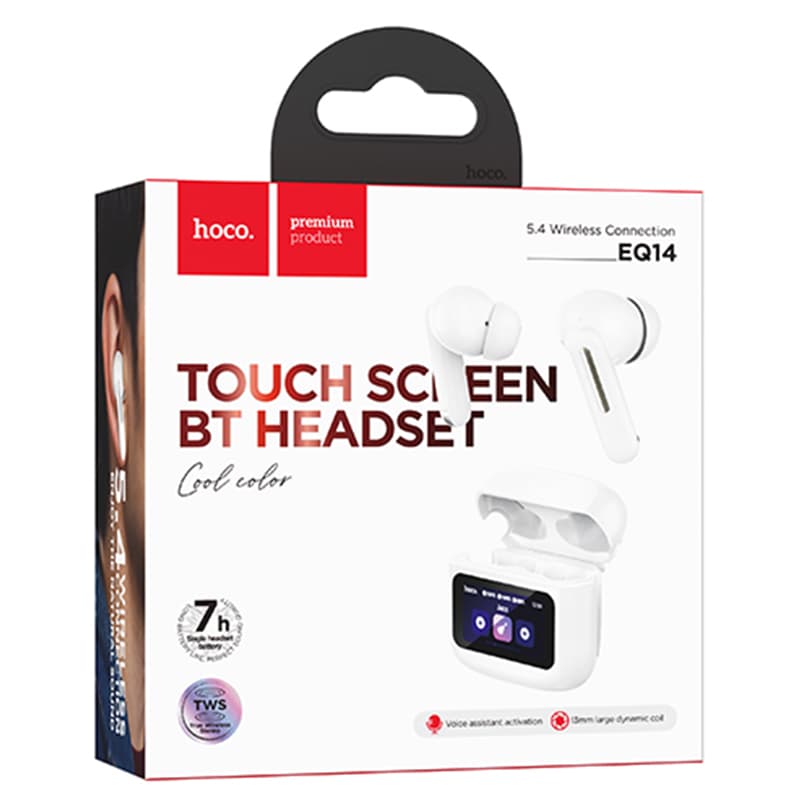 Hoco (EQ14) - Casti Wireless, Ear Buds, BT 5.4, 500mAh, Multi Touch, White 1