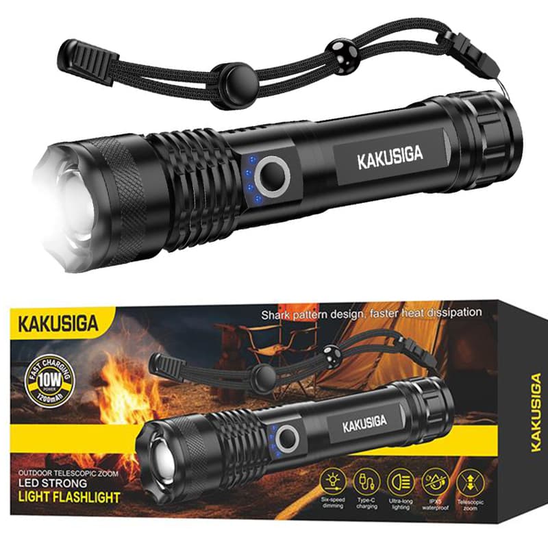 Kaku (KSC-1558) - Lanterna LED, Zoom radius 500m, 5 tiPhoneuri de iluminari, 1200mAh, Black 1