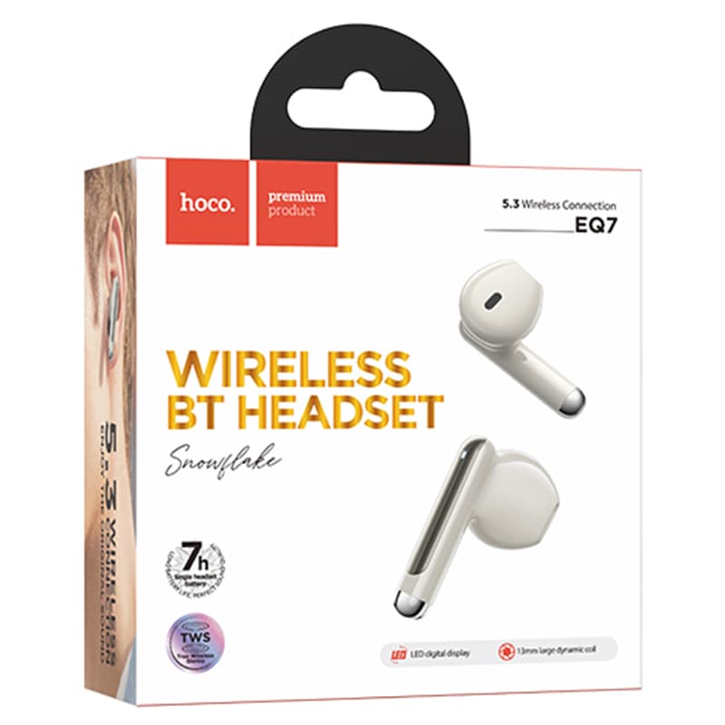 Hoco (EQ7) - Casti Wireless, Ear Buds, BT 5.3, 180h StandBy, 300mAh, Power LED, White 1