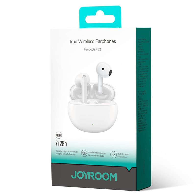 Joyroom (JR-FB2) - Casti Wireless, Ear Buds, BT 5.3, StandBy, 400mAh, Husa Silicon, White 1