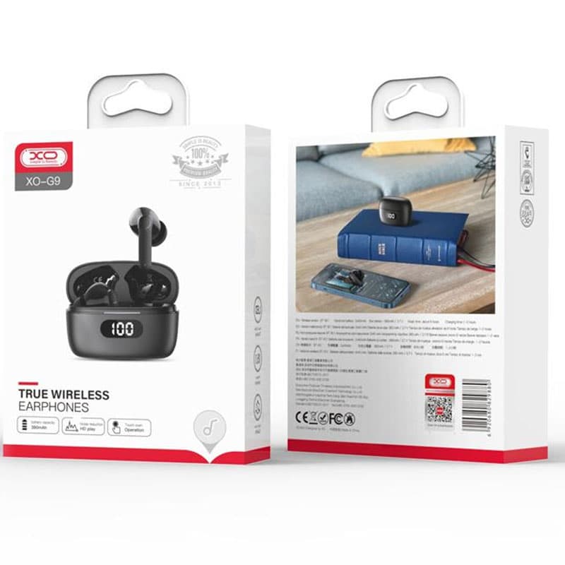 XO (G9) - Casti Wireless, Ear Buds, BT 5.1, 180h StandBy, 380mAh, Dual Mic, Chime, Black 1
