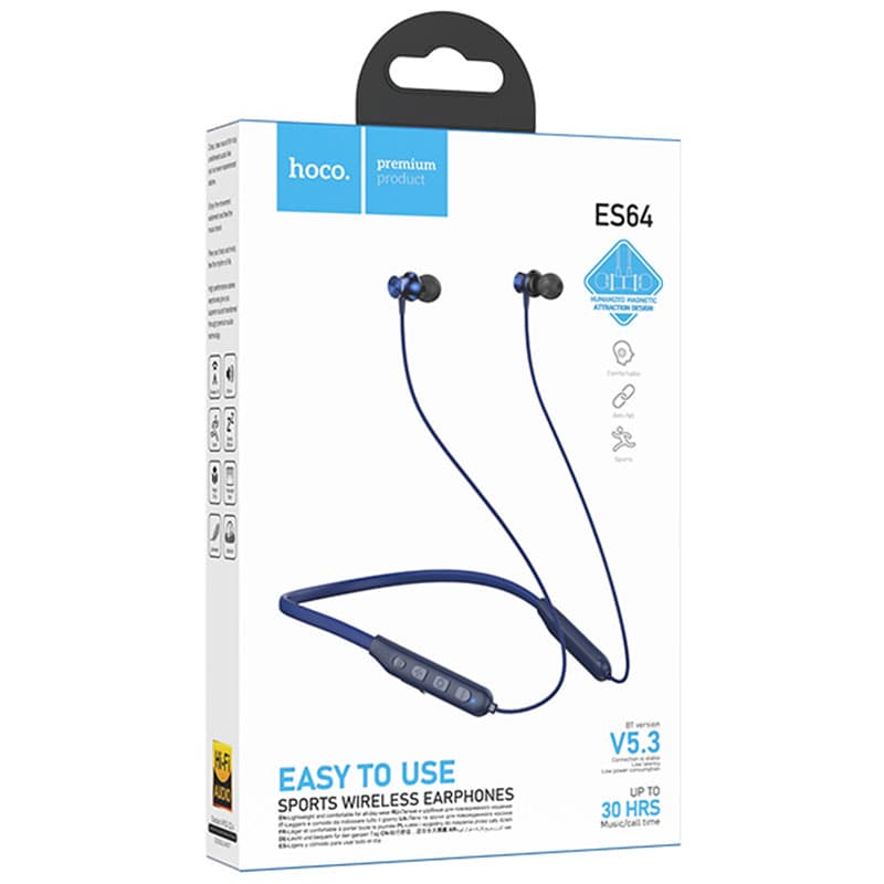 Hoco (ES64) - Casti Wireless, InEar, Neck-Mount, BT 5.3, 200mAh, 30h, Navy Blue 1