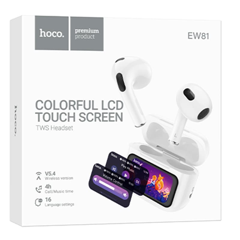 Hoco (EW81) - Casti Wireless, Ear Buds, BT 5.4, 300mAh, Multi Touch, White 1