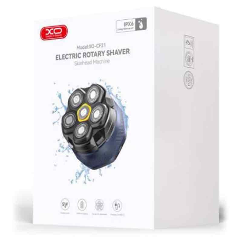 XO (CF21) - Aparat de barbierit, cu 6 lame rotative, 1400mAh, Waterproof, Compact, Blue
