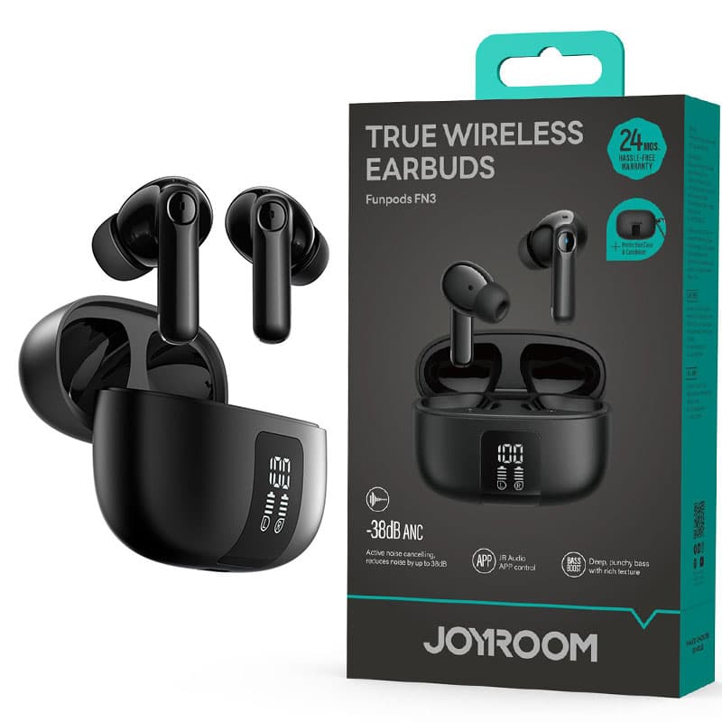 Joyroom (JR-FN3) - Casti Wireless, Ear Buds, BT 5.4, 35/350mAh, 7h, Power LED, Waterproof, Black 1